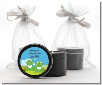 Twin Frogs - Baby Shower Black Candle Tin Favors