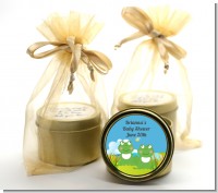 Twin Frogs - Baby Shower Gold Tin Candle Favors