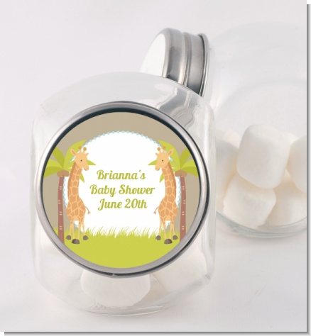 Twin Giraffes - Personalized Baby Shower Candy Jar