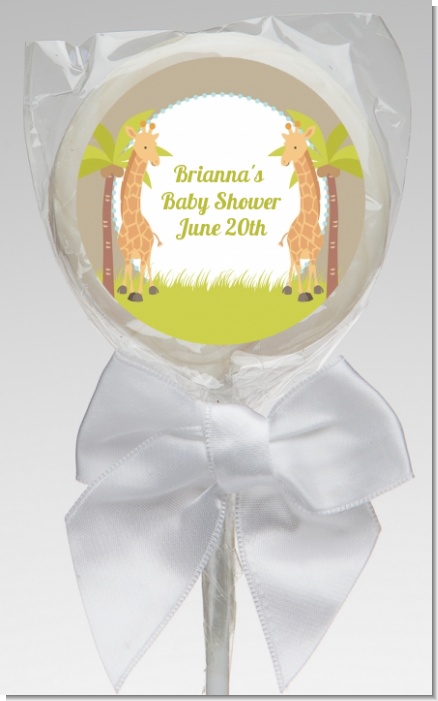 Twin Giraffes - Personalized Baby Shower Lollipop Favors