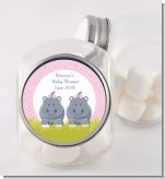 Twin Hippo Girls - Personalized Baby Shower Candy Jar
