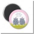 Twin Hippo Girls - Personalized Baby Shower Magnet Favors thumbnail