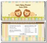 Twin Lions - Personalized Baby Shower Candy Bar Wrappers