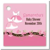 Twin Little Girl Outfits - Personalized Baby Shower Card Stock Favor Tags