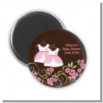 Twin Little Girl Outfits - Personalized Baby Shower Magnet Favors thumbnail