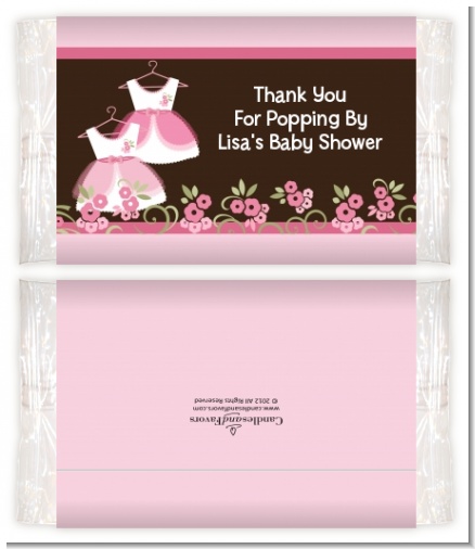 Twin Little Girl Outfits - Personalized Popcorn Wrapper Baby Shower Favors