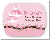 Twin Little Girl Outfits - Personalized Baby Shower Rounded Corner Stickers