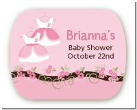 Twin Little Girl Outfits - Personalized Baby Shower Rounded Corner Stickers