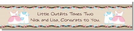 Twin Little Outfits 1 Boy and 1 Girl - Personalized Baby Shower Banners