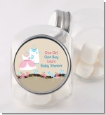 Twin Little Outfits 1 Boy and 1 Girl - Personalized Baby Shower Candy Jar