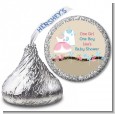 Twin Little Outfits 1 Boy and 1 Girl - Hershey Kiss Baby Shower Sticker Labels thumbnail