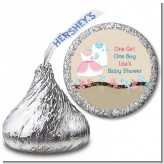 Twin Little Outfits 1 Boy and 1 Girl - Hershey Kiss Baby Shower Sticker Labels