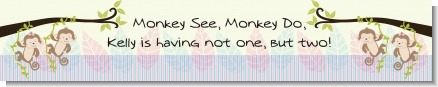 Twin Monkey 1 Girl and 1 Boy - Personalized Baby Shower Banners