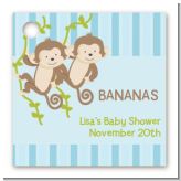 Twin Monkey Boys - Personalized Baby Shower Card Stock Favor Tags