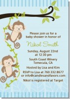 Twin Monkey Boys - Baby Shower Invitations