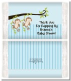 Twin Monkey Boys - Personalized Popcorn Wrapper Baby Shower Favors