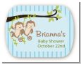 Twin Monkey Boys - Personalized Baby Shower Rounded Corner Stickers thumbnail
