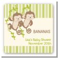 Twin Monkey - Square Personalized Baby Shower Sticker Labels thumbnail