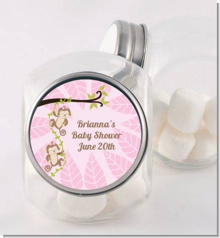 Twin Monkey Girls - Personalized Baby Shower Candy Jar