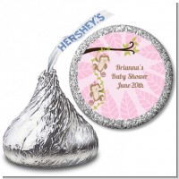 Twin Monkey Girls - Hershey Kiss Baby Shower Sticker Labels