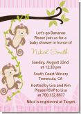 Twin Monkey Girls - Baby Shower Invitations