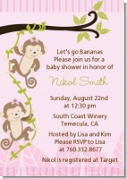 Twin Monkey Girls - Baby Shower Invitations