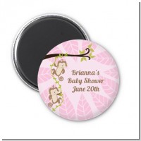 Twin Monkey Girls - Personalized Baby Shower Magnet Favors