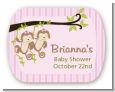Twin Monkey Girls - Personalized Baby Shower Rounded Corner Stickers thumbnail