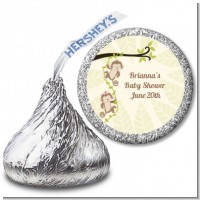 Twin Monkey - Hershey Kiss Baby Shower Sticker Labels