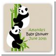 Twin Pandas - Square Personalized Baby Shower Sticker Labels thumbnail