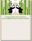 Twin Pandas - Baby Shower Notes of Advice