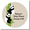 Twin Pandas - Round Personalized Baby Shower Sticker Labels thumbnail