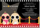 Twin Stars Are Born Hollywood - Baby Shower Invitations