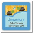 Twin Turtle Boys - Square Personalized Baby Shower Sticker Labels thumbnail