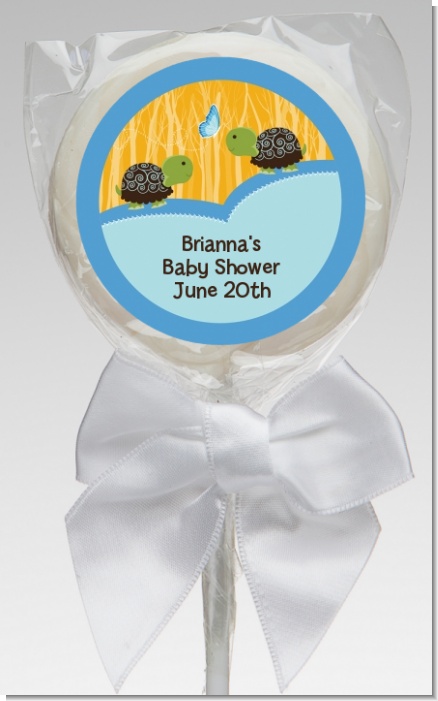 Twin Turtle Boys - Personalized Baby Shower Lollipop Favors