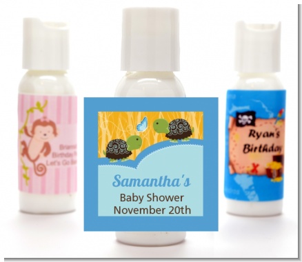 Twin Turtle Boys - Personalized Baby Shower Lotion Favors