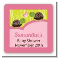 Twin Turtle Girls - Square Personalized Baby Shower Sticker Labels thumbnail