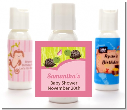 Twin Turtle Girls - Personalized Baby Shower Lotion Favors