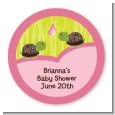 Twin Turtle Girls - Round Personalized Baby Shower Sticker Labels thumbnail