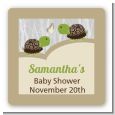 Twin Turtles - Square Personalized Baby Shower Sticker Labels thumbnail