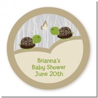 Twin Turtles - Round Personalized Baby Shower Sticker Labels