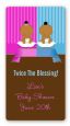 Twin Babies 1 Boy and 1 Girl African American - Custom Rectangle Baby Shower Sticker/Labels thumbnail