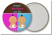 Twin Babies 1 Boy and 1 Girl Hispanic - Personalized Baby Shower Pocket Mirror Favors