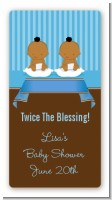 Twin Baby Boys African American - Custom Rectangle Baby Shower Sticker/Labels