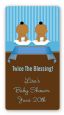 Twin Baby Boys African American - Custom Rectangle Baby Shower Sticker/Labels thumbnail