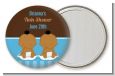 Twin Baby Boys African American - Personalized Baby Shower Pocket Mirror Favors thumbnail