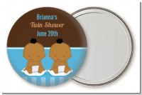 Twin Baby Boys African American - Personalized Baby Shower Pocket Mirror Favors