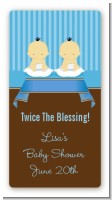 Twin Baby Boys Asian - Custom Rectangle Baby Shower Sticker/Labels