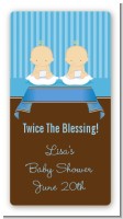 Twin Baby Boys Caucasian - Custom Rectangle Baby Shower Sticker/Labels
