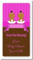 Twin Baby Girls African American - Custom Rectangle Baby Shower Sticker/Labels